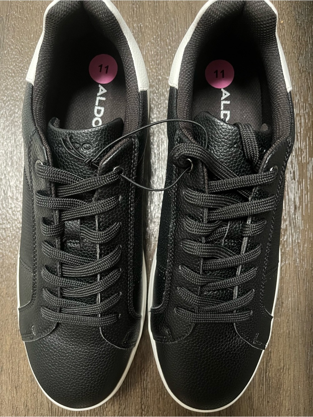 Aldo Black Low-Top Lace-Up Sneakers with White Sole